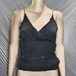 Catherine Malandrino Black Silk Textured Top